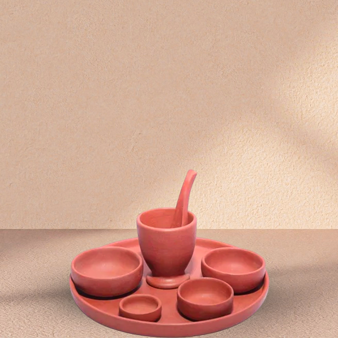 Handcrafted Terracotta Thali Set | Natural Clay Dinnerware for Traditional Dining