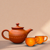 Handcrafted Terracotta Tea Cup Set with Jar | Natural Clay Kulhad-Style Tea Set